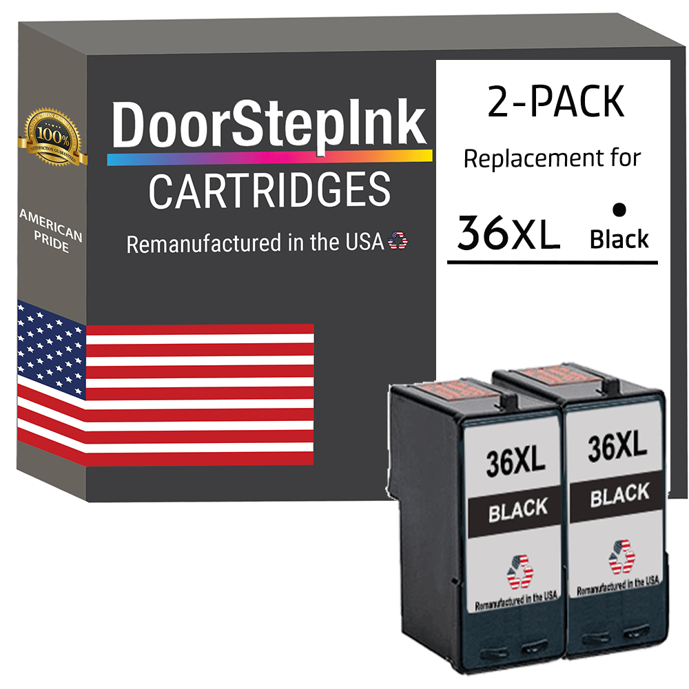 DoorStepInk Brand for Lexmark #36XL Black Remanufactured in the USA Ink Cartridges Twin Pack