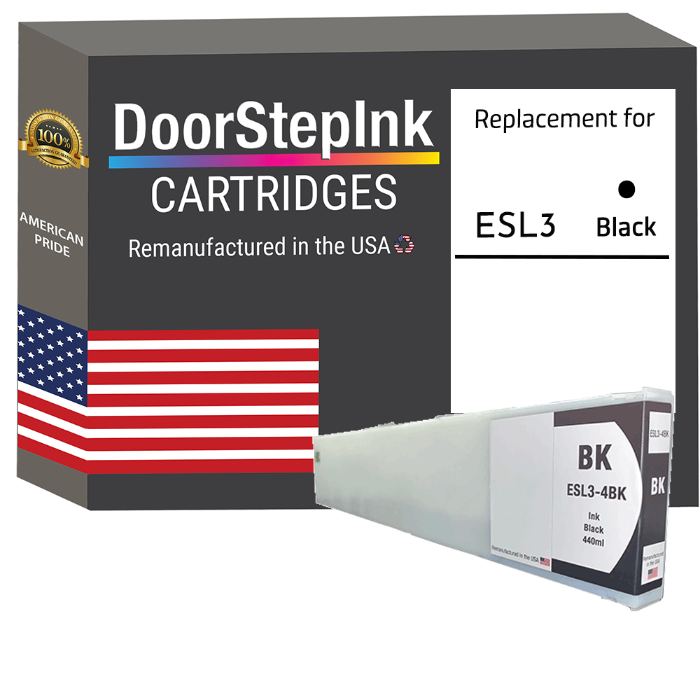 DoorStepInk Brand for Roland ESL3-4BK 440mL Black Remanufactured in the USA Ink Cartridge