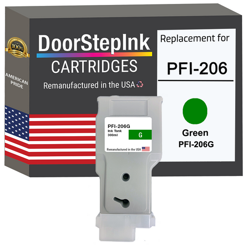 DoorStepInk Brand for Canon PFI-206 300mL Green PFI-206G Remanufactured in the USA Ink Cartridge