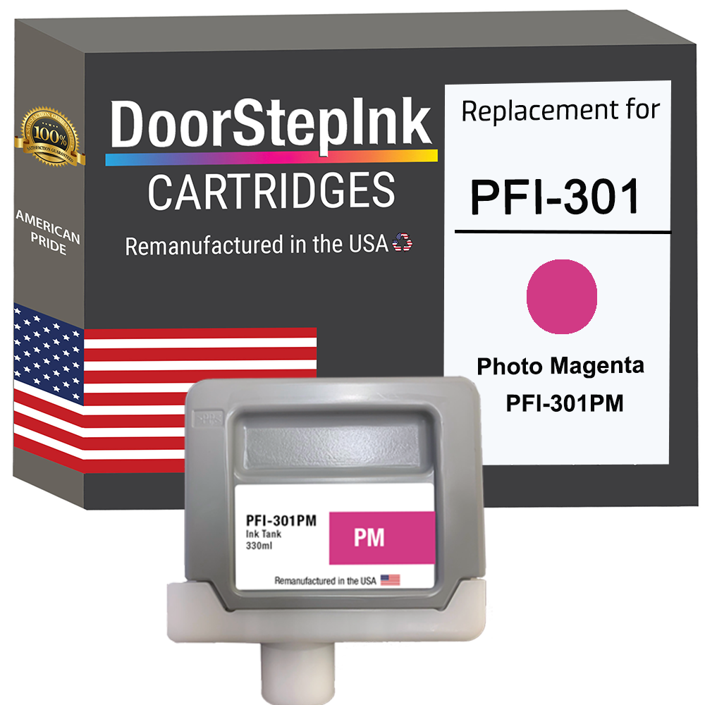 DoorStepInk Brand for Canon PFI-301 330mL Photo Magenta PFI-301PM Remanufactured in the USA Ink Cartridge