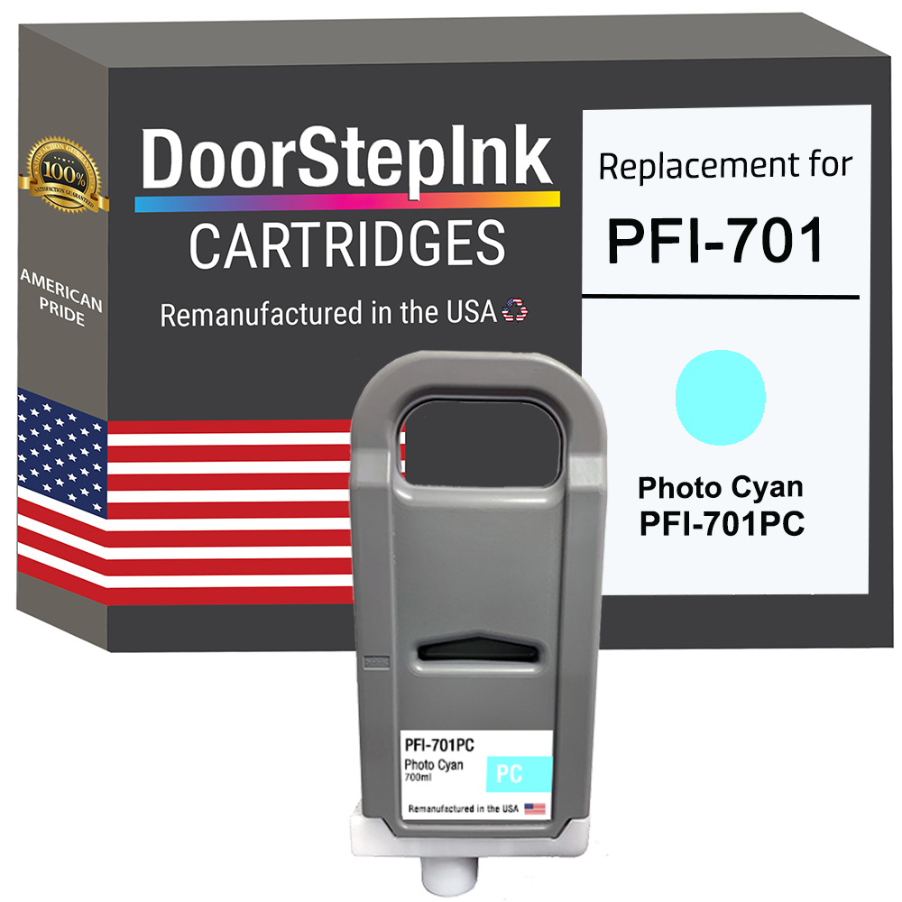 DoorStepInk Brand for Canon PFI-701 700mL Photo Cyan PFI-701PC Remanufactured in the USA Ink Cartridge