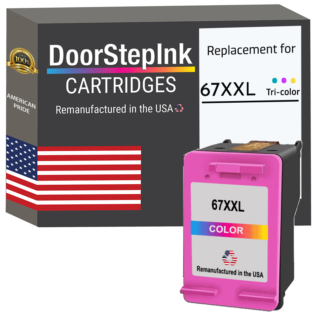 DoorStepInk Brand for HP 67XXL (6ZA16AN) Color Extra High Yield Remanufactured in the USA Ink Cartridges