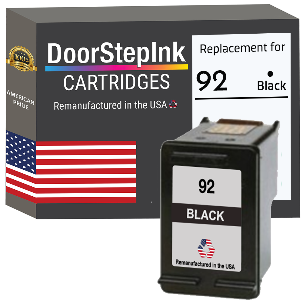 DoorStepInk Brand for HP 92 (C9362WN) Black Remanufactured in the USA Ink Cartridge