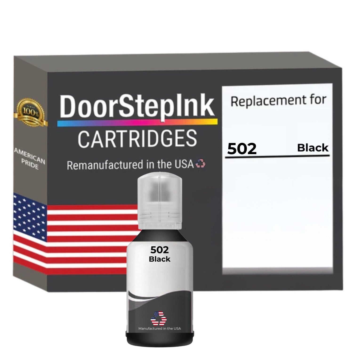 DoorStepInk Brand Replacement For Epson 502 (T502120-S) 140 ml Black Standard Yield Ink Bottle Made in the USA